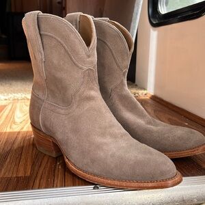 Tecovas Gray Suede Ankle Boots